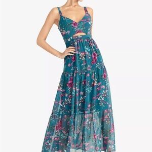 New with tag!! Rachel Roy Floral Teal Maxi Dress